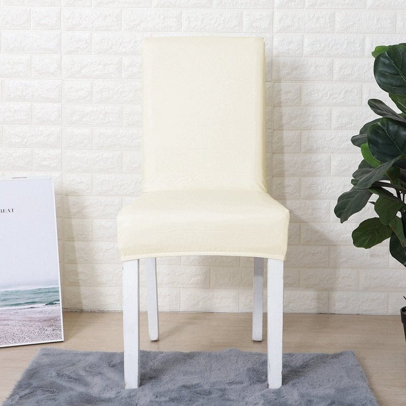 Housse de chaise en similicuir blanc cassé, vue de face