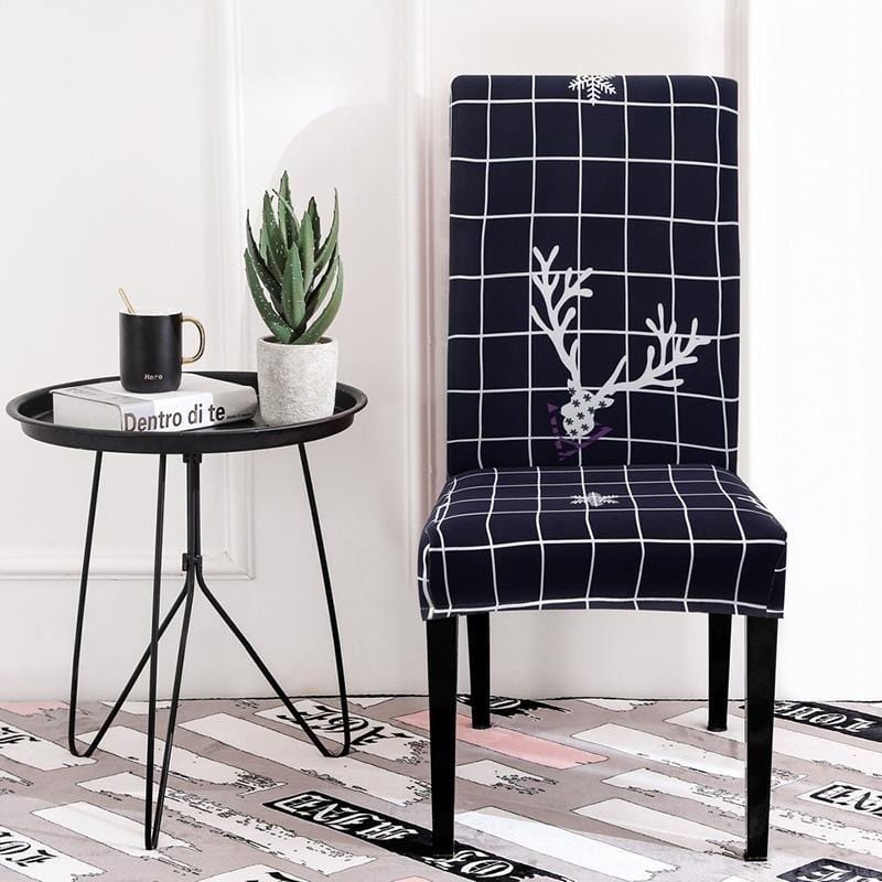 Housse de chaise extensible avec motif cerf, vue de face