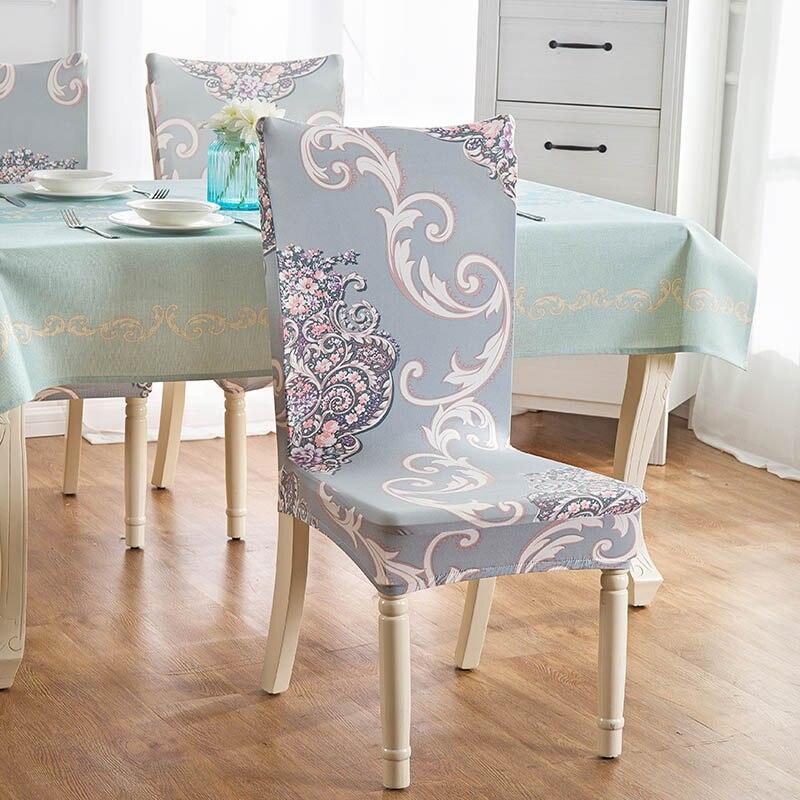 Housse de chaise extensible grise à motif floral