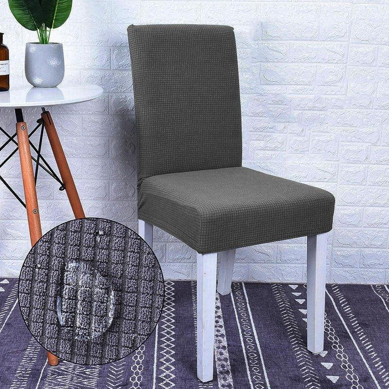 Housse de chaise grise en tissage jacquard déperlant