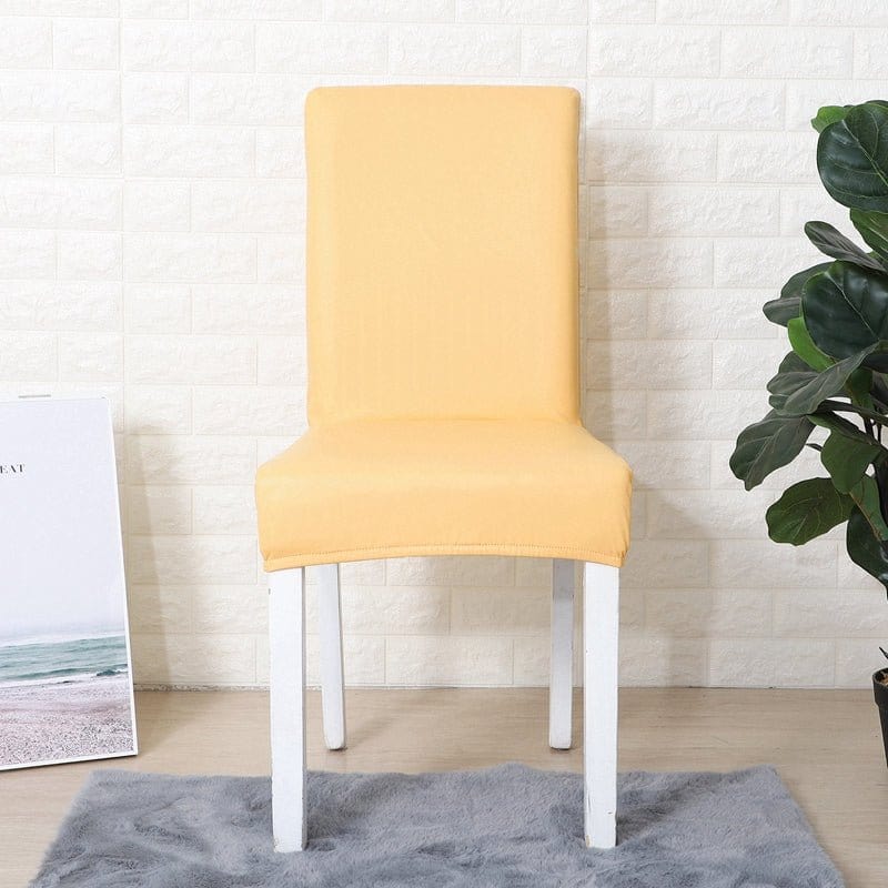 Housse de chaise jaune en similicuir vue de face