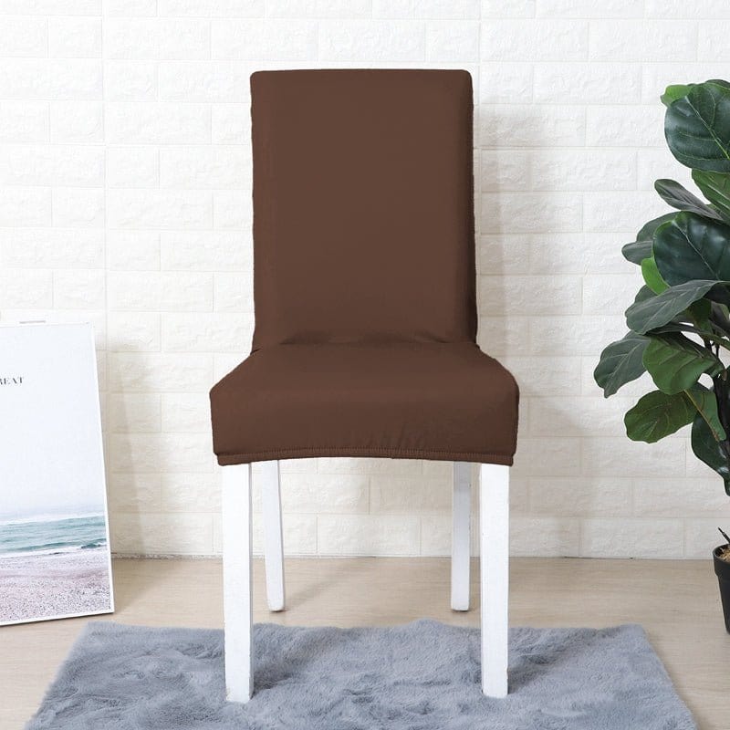 Housse de chaise marron en similicuir vue de côté