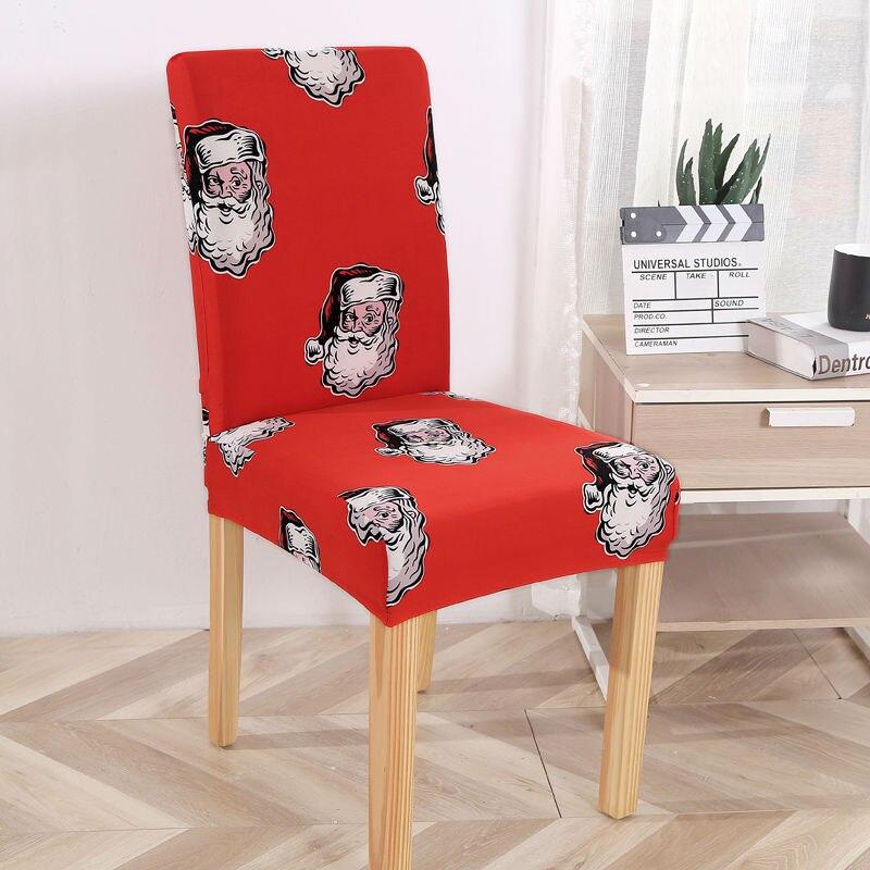 Housse de chaise extensible motif Père Noël, tissu rouge et blanc