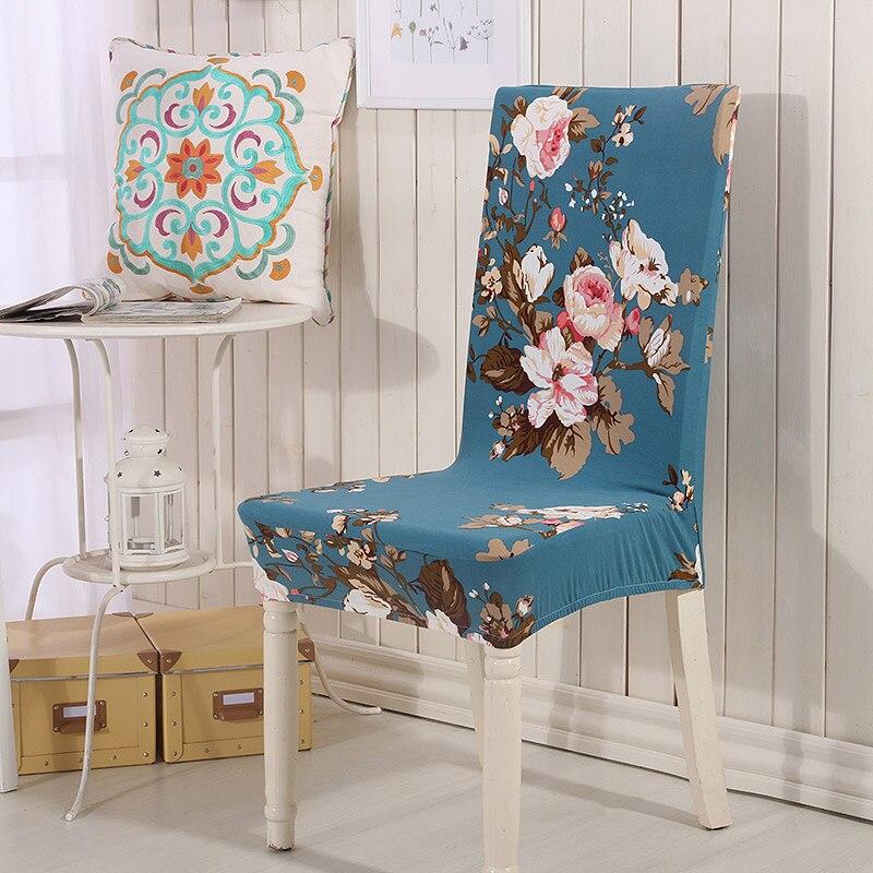 Housse de chaise rose et bleu en polyester extensible