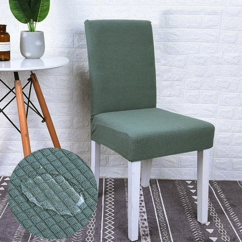 Housse de chaise verte en tissu jacquard déperlant