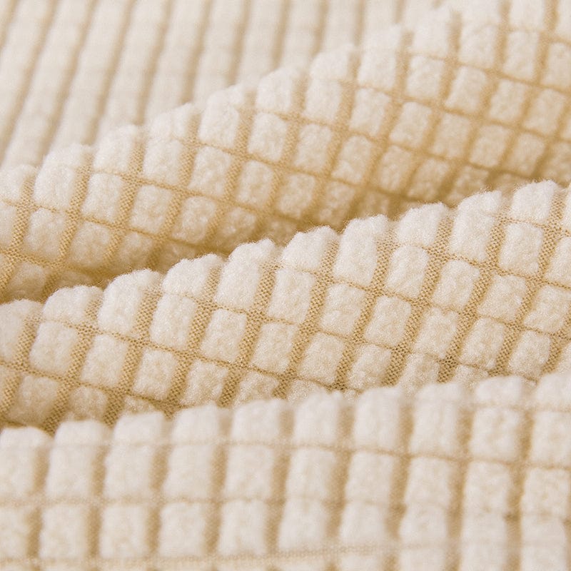Gros plan sur la texture Jacquard beige imperméable
