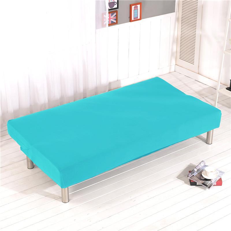 Détail du tissu élastique et doux de la housse bleu ciel
