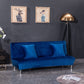 Housse de clic-clac en velours bleu sur canapé-lit