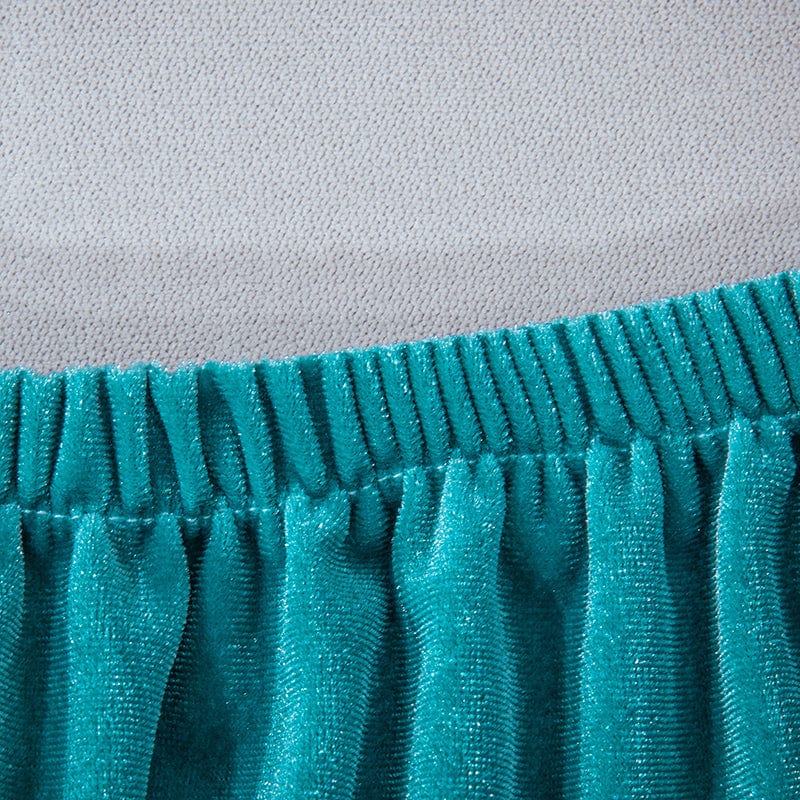 Détail des coutures renforcées de la housse en velours