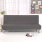 Housse extensible grise sur canapé-lit en position assise