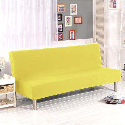 Détail du tissu haute densité jaune sur canapé-lit
