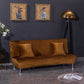 Housse de clic-clac marron en velours doux sur canapé-lit
