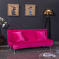 Housse en velours rose fuchsia sur canapé-lit