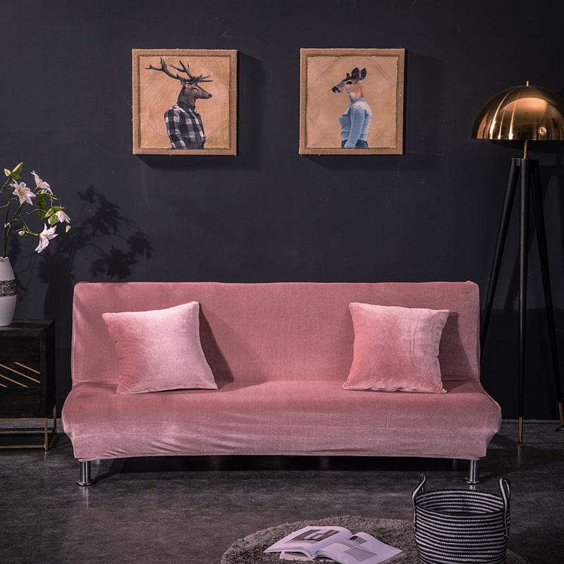 Housse en velours rose, adaptée aux canapés-lits BZ et clic-clac