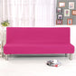 Housse extensible rose sur canapé-lit en position fermée