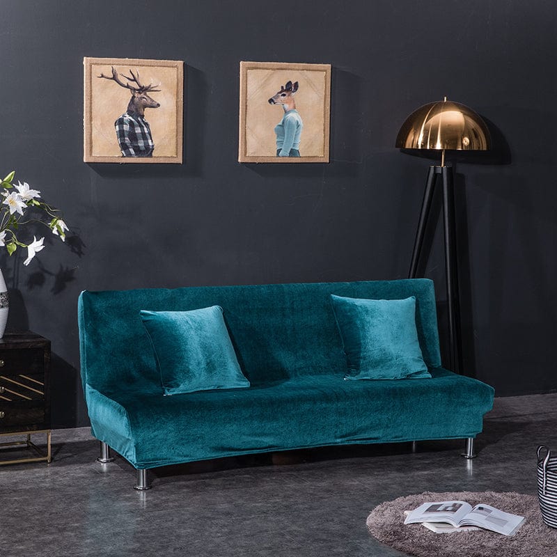 Housse de clic-clac en velours vert canard, vue de face