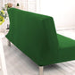 Détail du tissu élastique vert foncé sur accoudoir