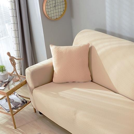 Gros plan sur tissu beige déperlant et résistant