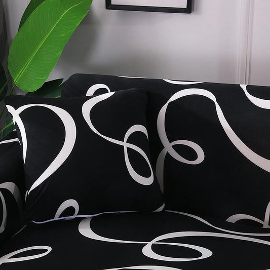 Deux housses de coussin noires à motif vague, 45x45 cm
