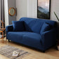 Housse de coussin bleue imperméable sur canapé beige