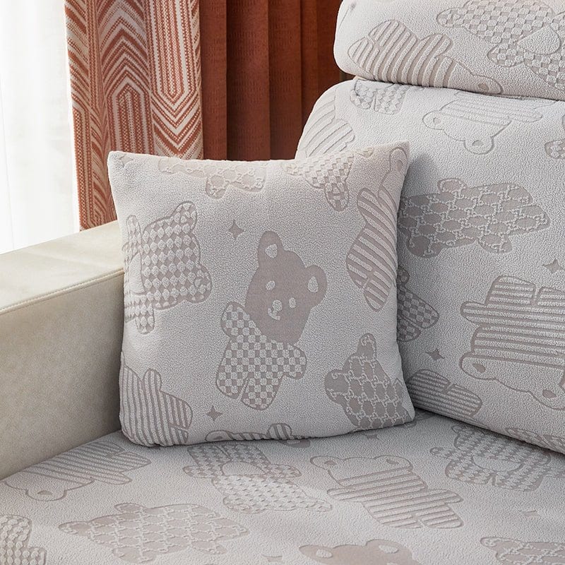 Deux housses de coussin bleu clair en polaire extensible