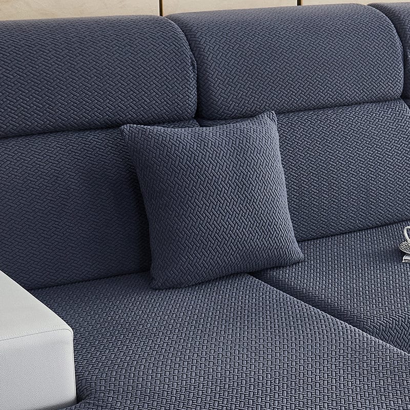 Housse de coussin bleu marine en laine avec motif texturé