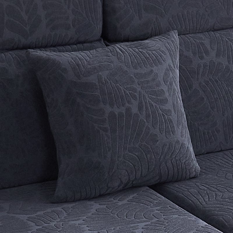Housse de coussin bleu marine avec motif palmier, vue de face
