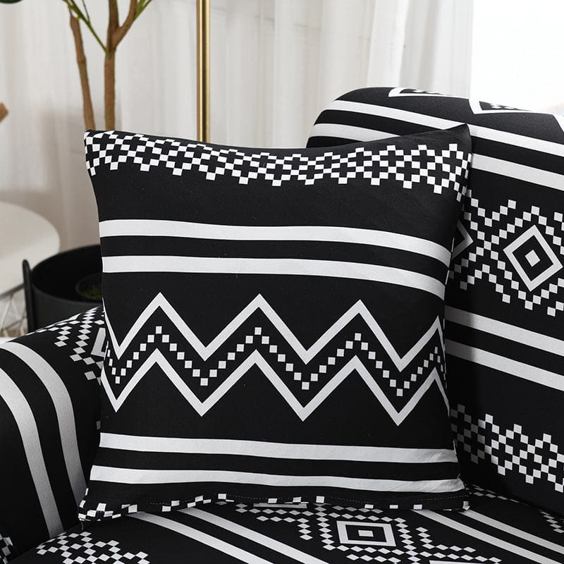Housse de coussin imperméable sur canapé, tissu gris texturé