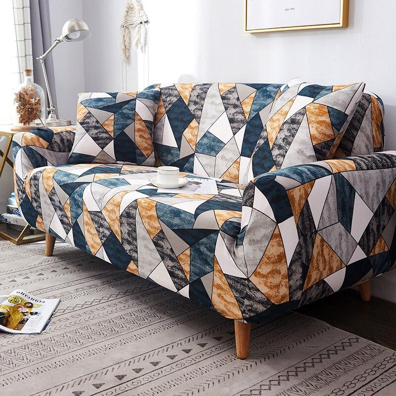 Housses de coussin extensibles avec motif géométrique coloré