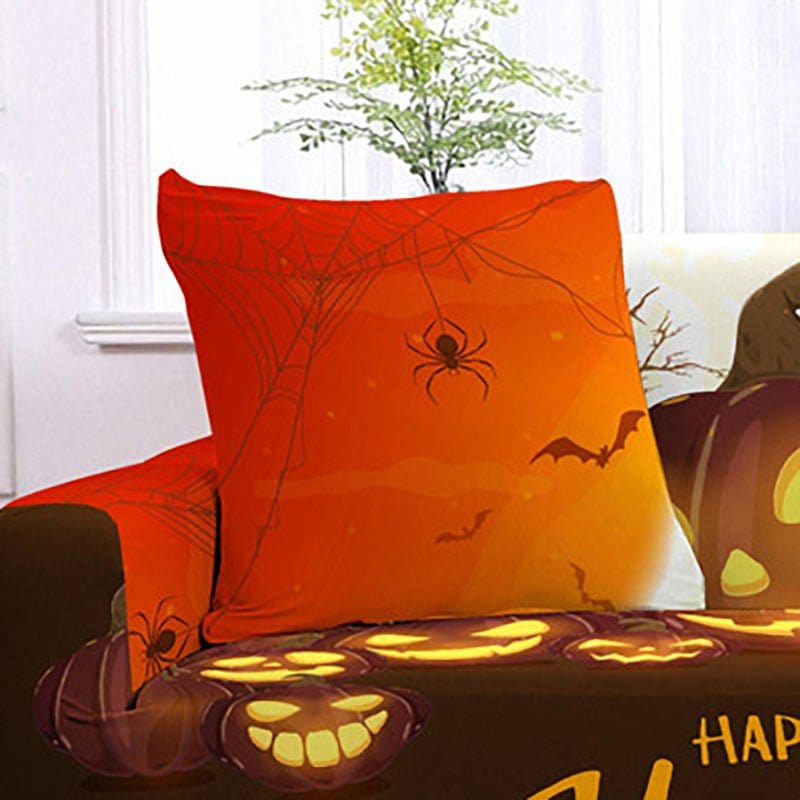 Deux housses de coussin extensibles motif Halloween, 45x45 cm
