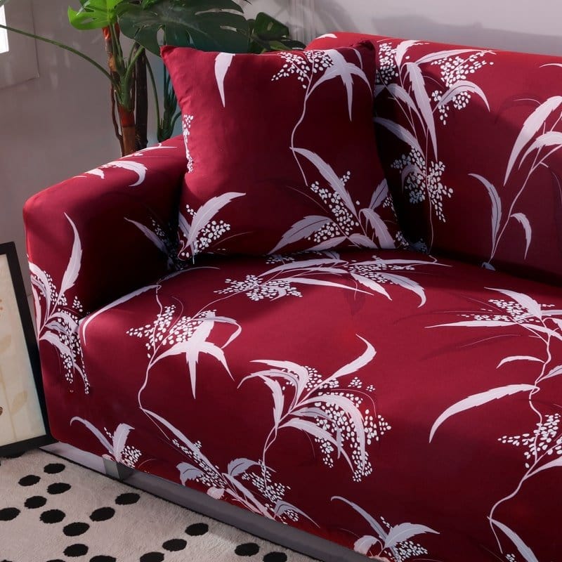 Deux housses de coussin lilas extensibles sur fond blanc
