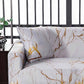 Deux housses de coussin extensibles motif marbre doré