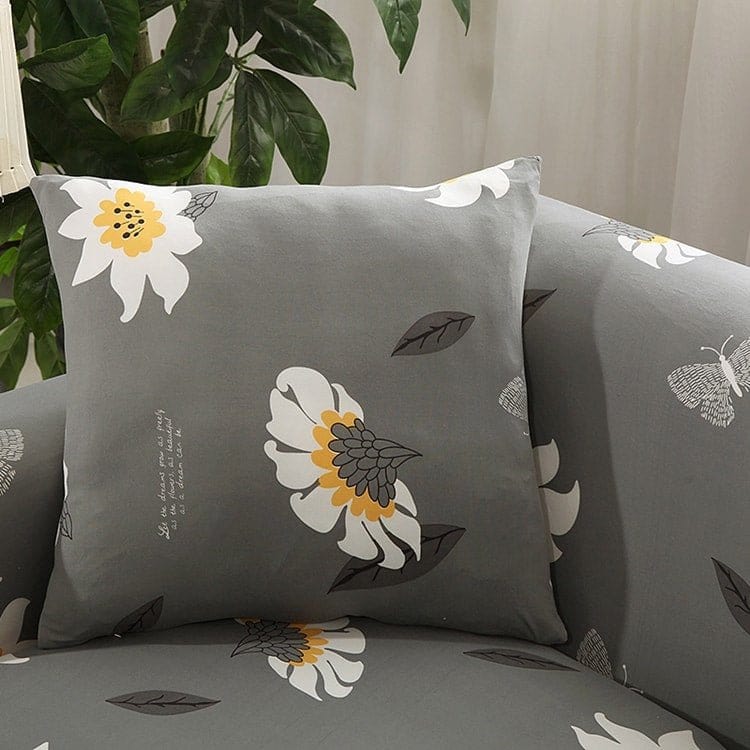 Deux housses de coussin extensibles avec motif marguerite