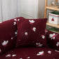Gros plan sur texture florale rouge de la housse de coussin