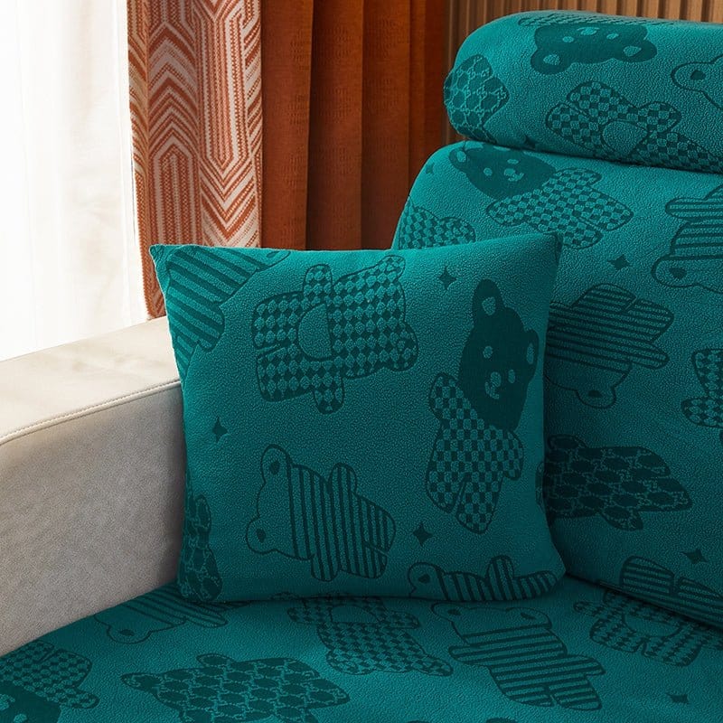 Housses de coussin vert émeraude en polaire extensible, lot de deux