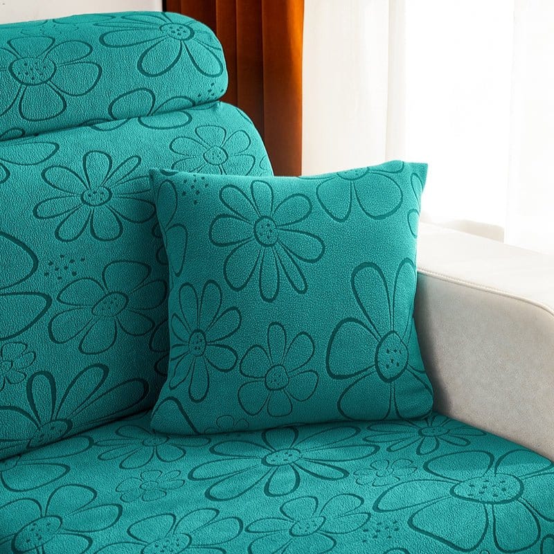 Housses de coussin vert jade avec motif floral, 45x45 cm