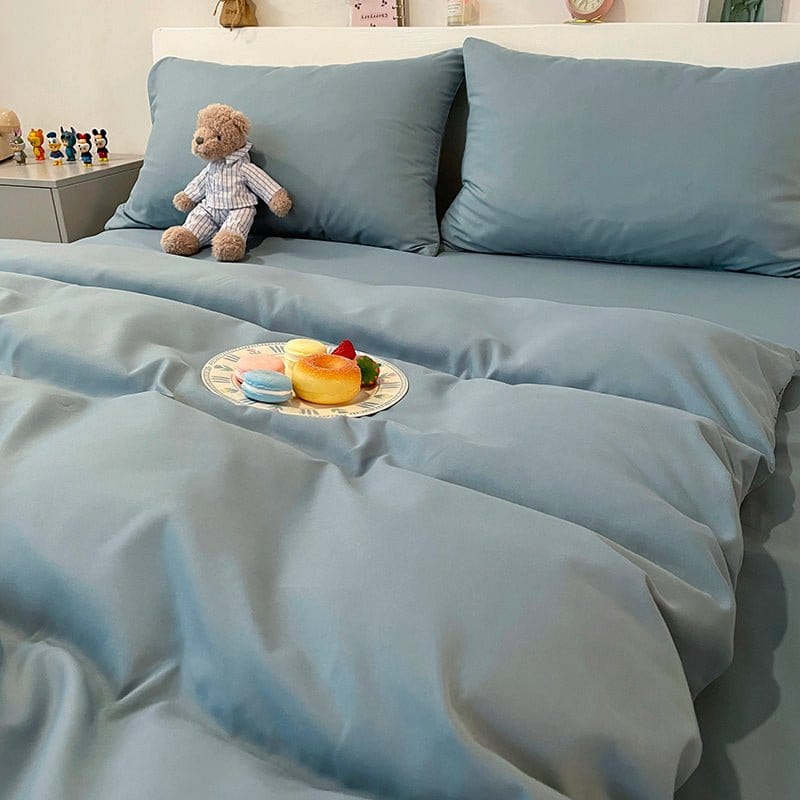Housse de couette bleu ciel avec oreillers assortis