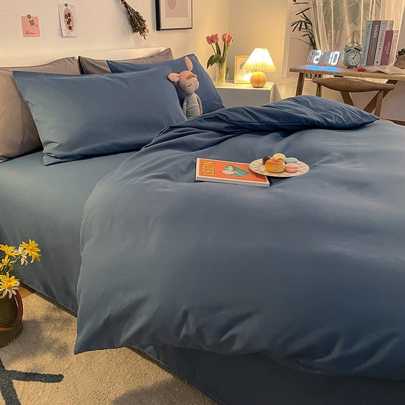 Housse de couette bleu turquin avec motifs subtils