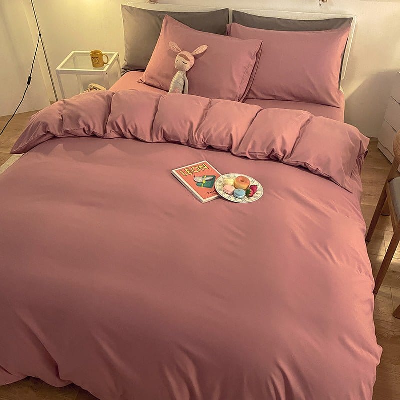 Housse de couette rose montrant sa respirabilité et douceur