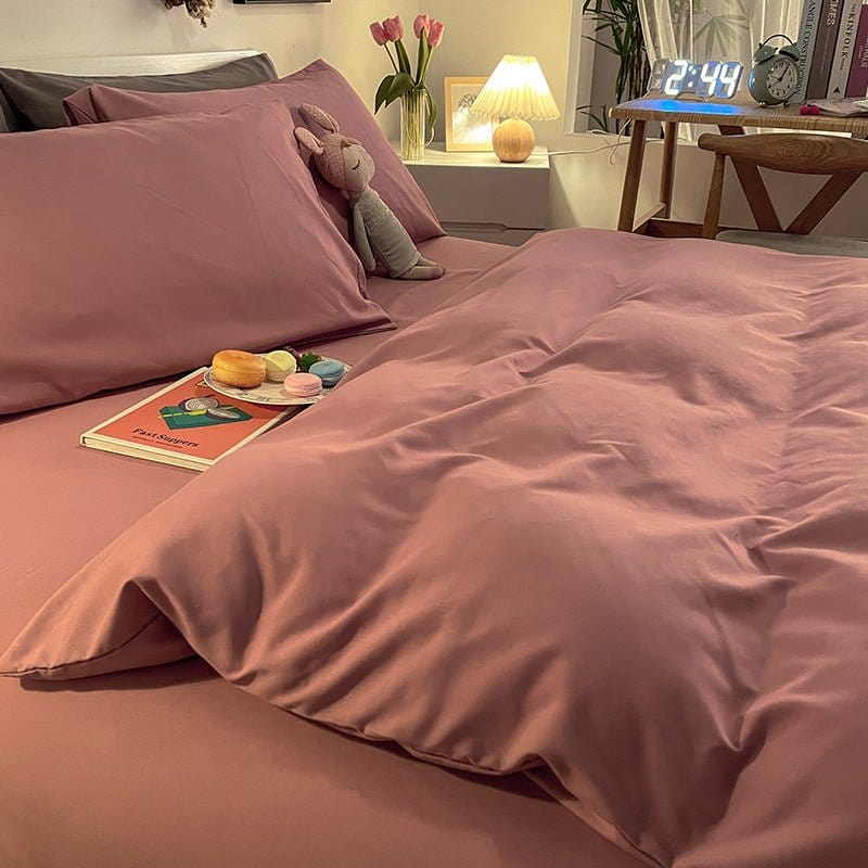 Housse de couette rose en polyester, idéale pour toutes saisons