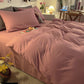 Housse de couette rose montrant sa qualité et finition soignée