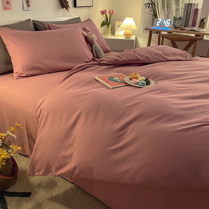 Housse de couette rose en polyester, facile à entretenir