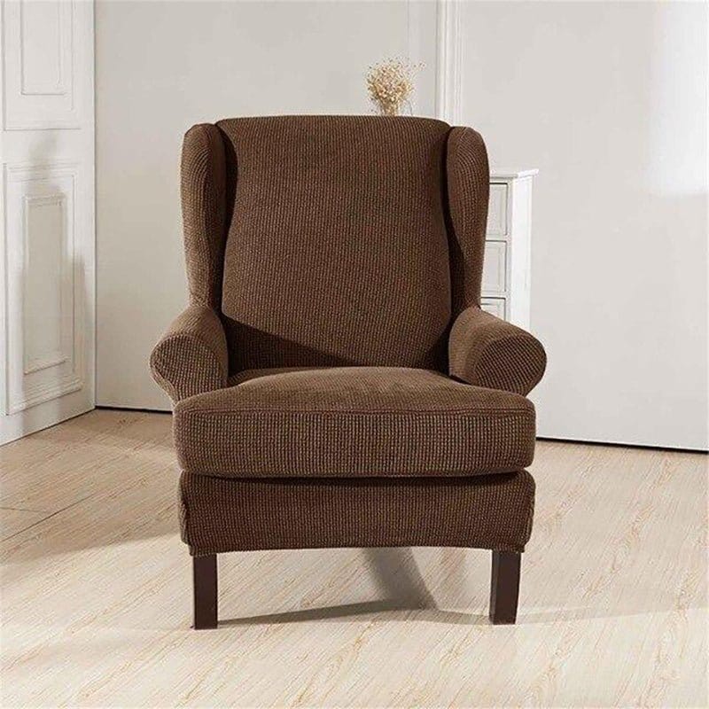 Housse déperlante pour fauteuil à oreilles, couleur café