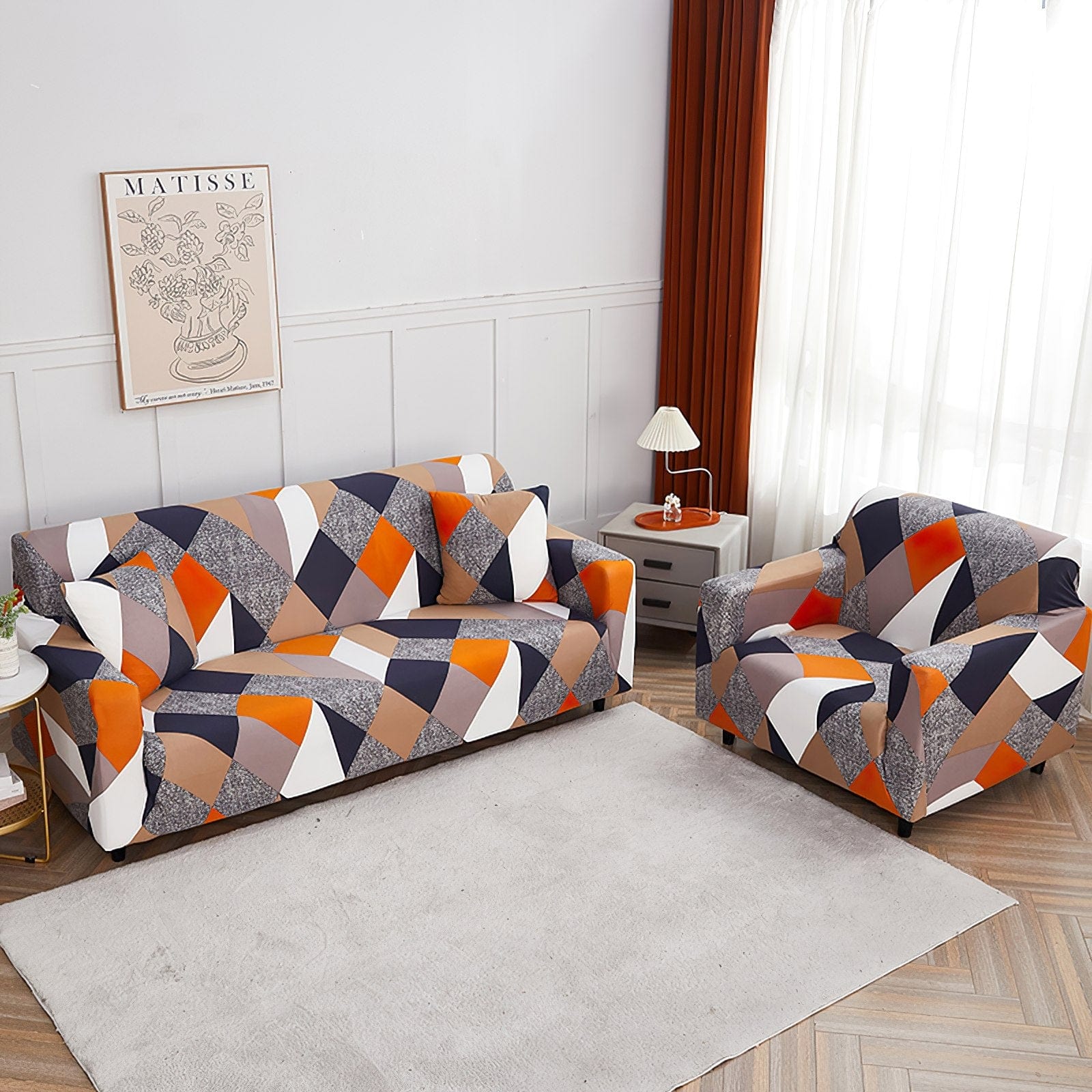 Gros plan sur le tissu anti-taches de la housse de fauteuil