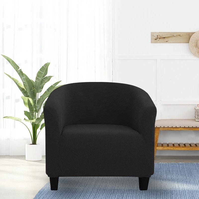 Gros plan sur tissu imperméable noir d'une housse de fauteuil