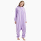 Barboteuse violette avec capuche et oreilles en polaire
