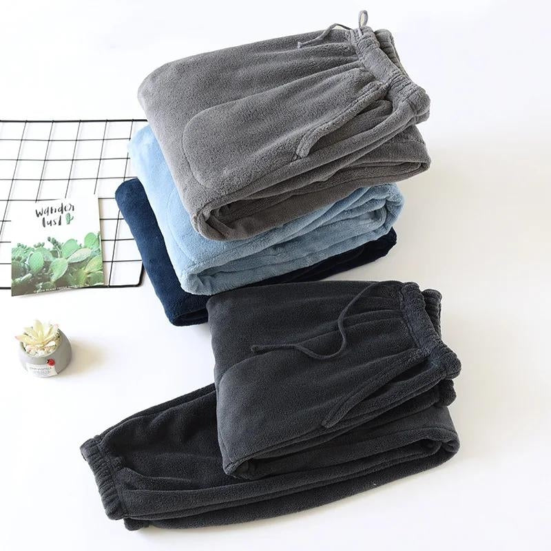 Bas de pyjama noir en Pilou avec poches visibles