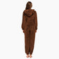 Vue de face de la combi pyjama marron en Pilou Pilou