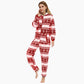 Combinaison rouge et blanche avec motifs flocons de neige
