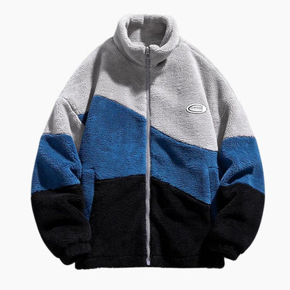 Vue de face du manteau Pilou Pilou blanc à motifs